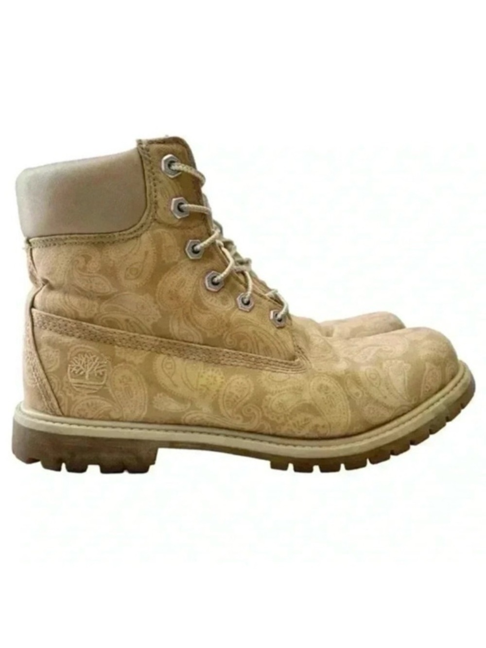 Timberland Boots 6” Premium Lace Up LTD ED Paisley Print Tan Brown Size 9
